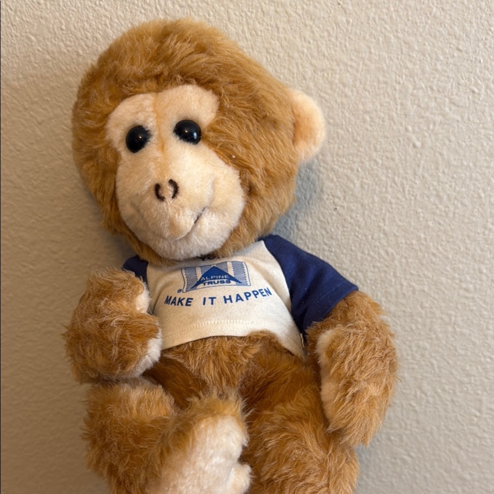 Alpine truss Plush Monkey with Navy and Cream Shirt